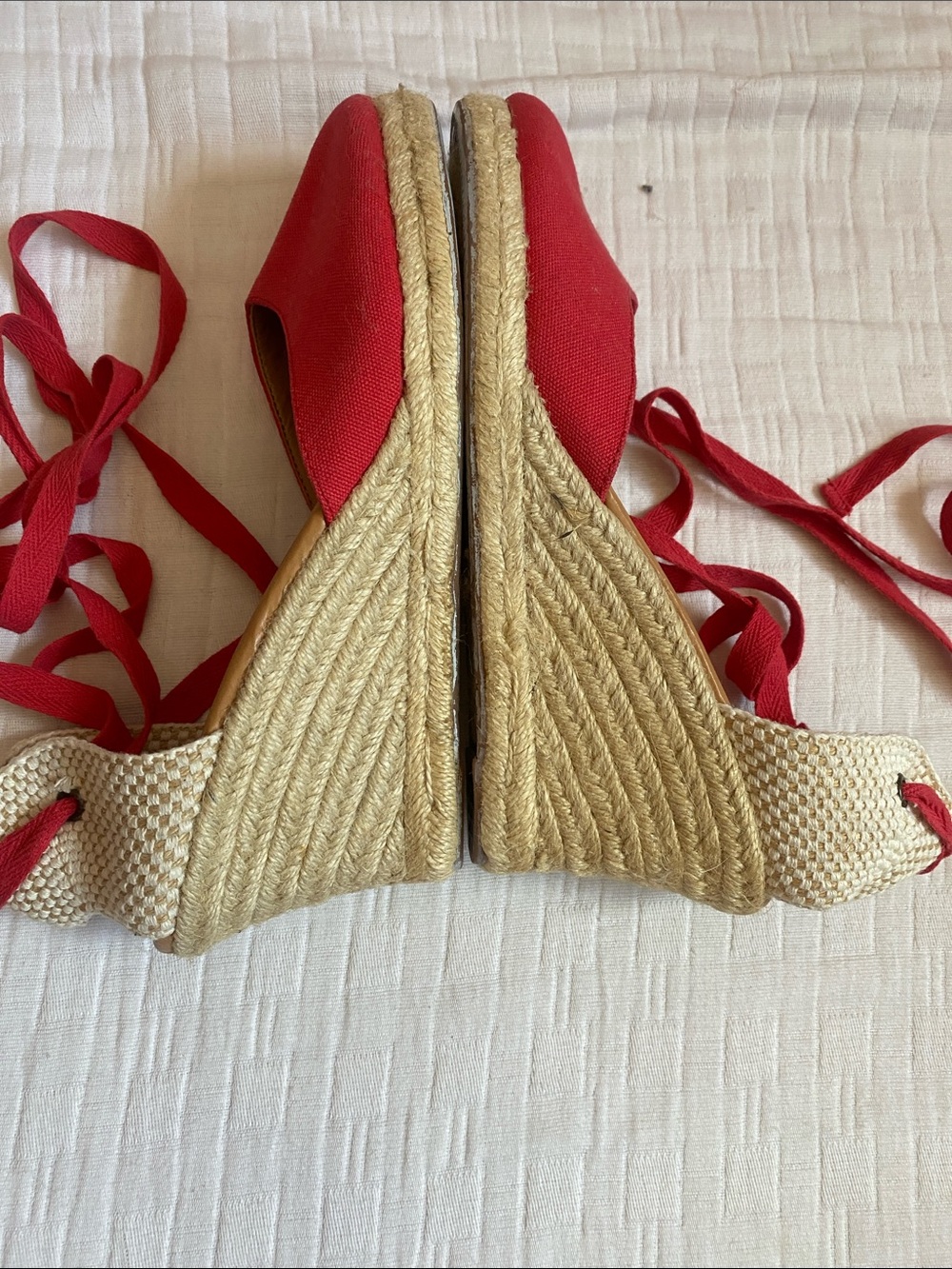 J. CREW Red Canvas Tie-Wrap Espadrille Flats - Picture 4 of 8